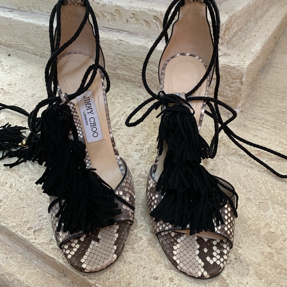 Jimmy Choo Mindy Tassled Python Sandal - image 1